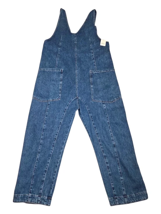 Free People High Roller Jumpsuit Sapphire Blue Slouchy Relaxed Cotton Large NWT - Picture 8 of 13